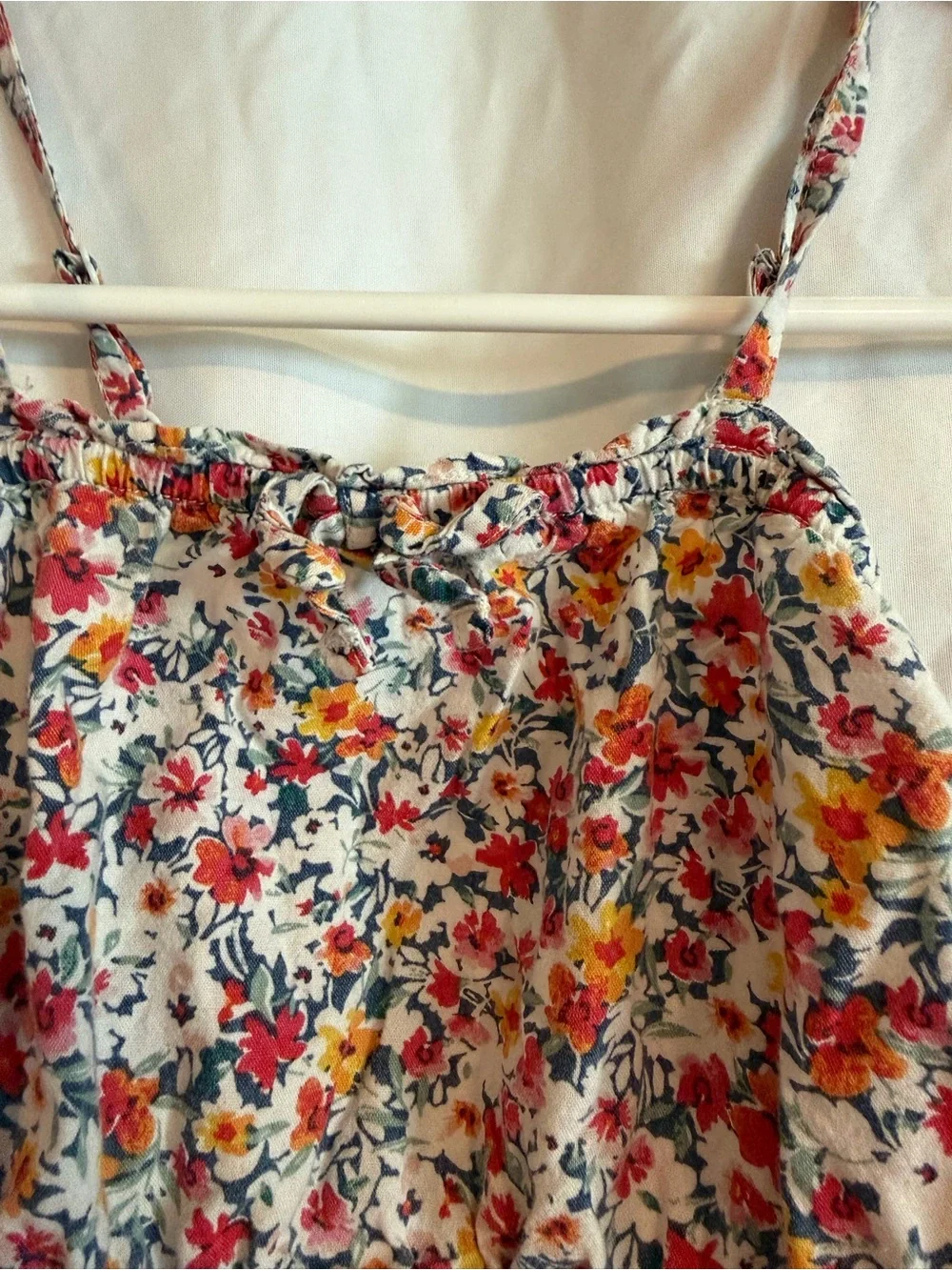 Old Navy White Floral Spaghetti-Strap Dress with Multicolor Blooms